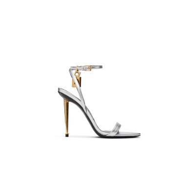 TOM FORD GOLD NAPPA PADLOCK POINTY NAKED HEELED SANDALS W2272J 